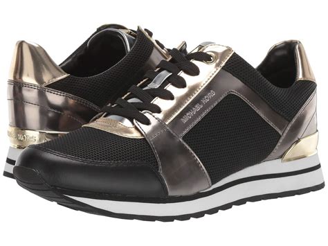 michael kors billie trainer black gold|Billie Leather and Signature Logo Trainer .